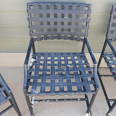 Vintage Patio Chairs – Metal Frame with Green patio umbrella