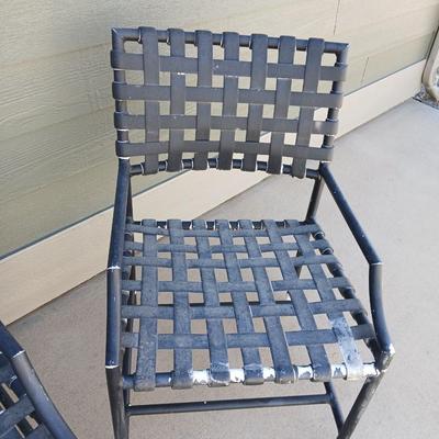 Vintage Patio Chairs – Metal Frame with Green patio umbrella