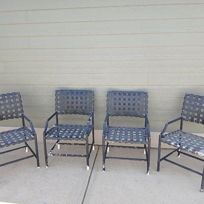 Vintage Patio Chairs – Metal Frame with Green patio umbrella