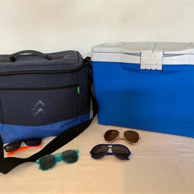 Cooler and sunglasses