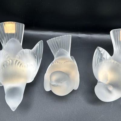 Lalique Crystal Sparrows - Set of 4