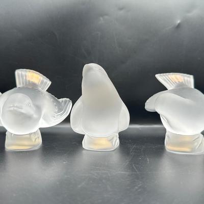 Lalique Crystal Sparrows - Set of 4
