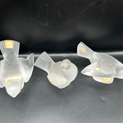 Lalique Crystal Sparrows - Set of 4