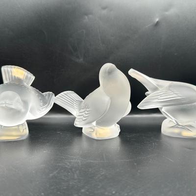 Lalique Crystal Sparrows - Set of 4