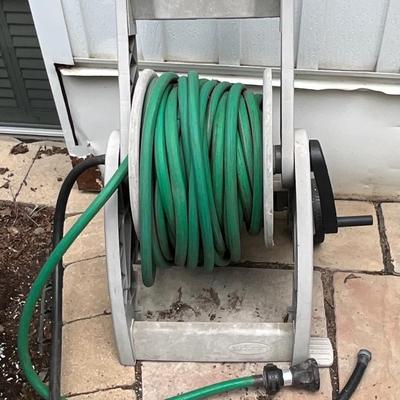 Water hose cart w/hose