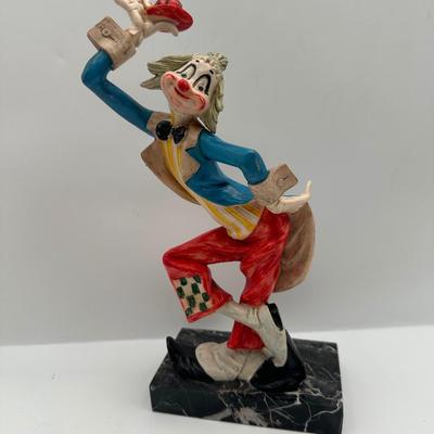Vintage Fontanini Depose Clown Figurine on Marble Base