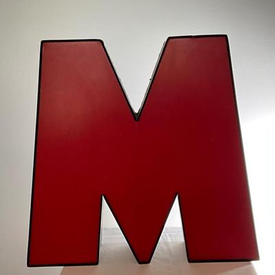 M Red Sign 11”h x 18”l Great for home decor