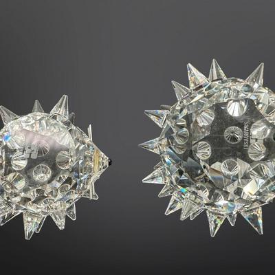 Swarovski Crystal Large and Small Hedgehog Figurines (See Details)