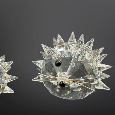 Swarovski Crystal Large and Small Hedgehog Figurines (See Details)