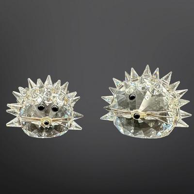 Swarovski Crystal Large and Small Hedgehog Figurines (See Details)