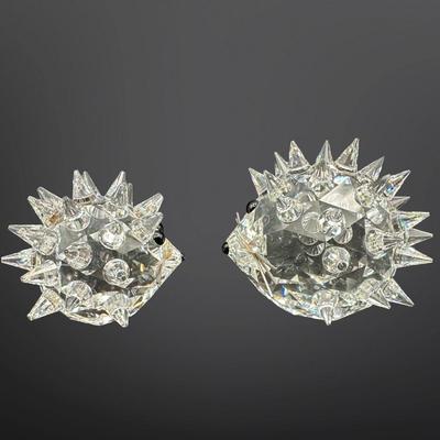 Swarovski Crystal Large and Small Hedgehog Figurines (See Details)