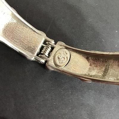 Premier design SilverTone hinged bracelet with metallic multicolor enamel