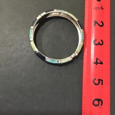 Premier design SilverTone hinged bracelet with metallic multicolor enamel