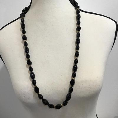 Very nice black glass beaded necklace