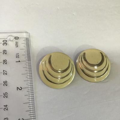 Large vintage enamel, gold, tone clip on earrings