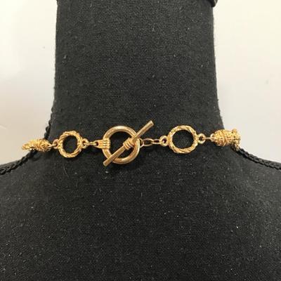 Vintage, gold, toned toggle statement, necklace