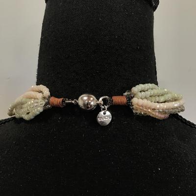 Beautiful earthy color crystals multi strand statement, necklace
