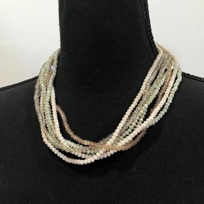 Beautiful earthy color crystals multi strand statement, necklace
