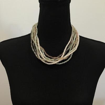 Beautiful earthy color crystals multi strand statement, necklace