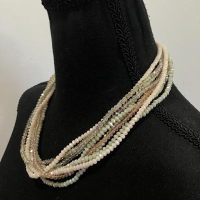Beautiful earthy color crystals multi strand statement, necklace
