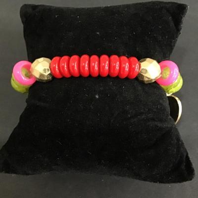Unique beaded stretch bracelet with heart charm