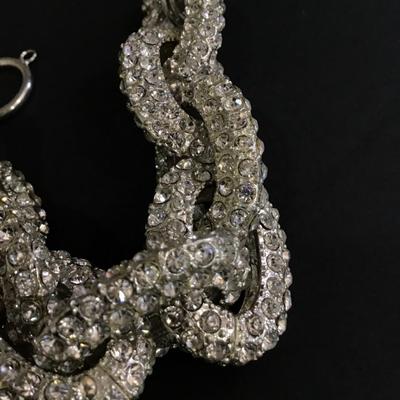Chunky rhinestone link toggle bracelet