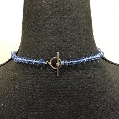 Gorgeous aurora, borealis, light ocean blue crystal, genuine, pearl pendant, choker style necklace very beautiful very nice