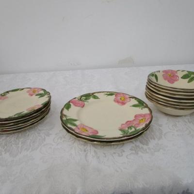 Sale Photo Thumbnail #9: 6 roll dishes 6-1/4" (two chipped), 2 salad plates 8" (one chipped), 7 fruit/dessert bowls 5-3/4" in diameter