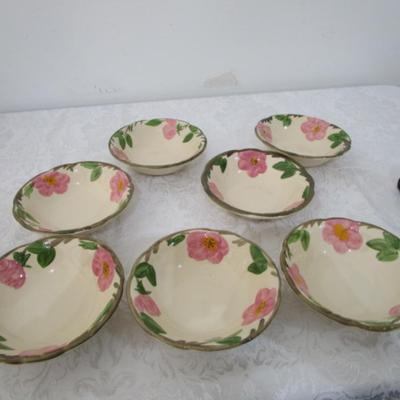 Sale Photo Thumbnail #14: 6 roll dishes 6-1/4" (two chipped), 2 salad plates 8" (one chipped), 7 fruit/dessert bowls 5-3/4" in diameter