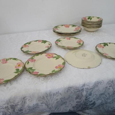 Sale Photo Thumbnail #10: 6 roll dishes 6-1/4" (two chipped), 2 salad plates 8" (one chipped), 7 fruit/dessert bowls 5-3/4" in diameter