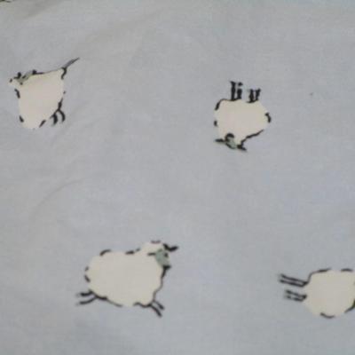Sale Photo Thumbnail #114: Fitted sheet, top sheet, pillow case, blue with sheep, See pictures