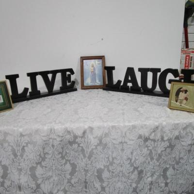Sale Photo Thumbnail #176: Picture of Jesus is 8" x6", "Live" is 14-7/8"" x 5-1/2"," Laugh" is 21-1/2" x 5-1/2" tallSee pictures