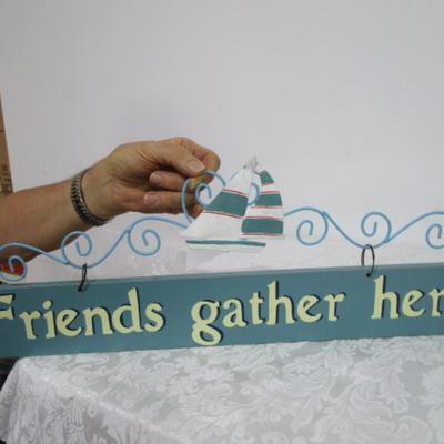 Sale Photo Thumbnail #184: Lighthouse is 26-1/2" x 16", "Friends Gather Here" is 23-3/4" x 7-3/4" tall
