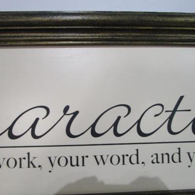 Sale Photo Thumbnail #234: "Character, Be true to your work, your word, and your friends", 3' x 14"