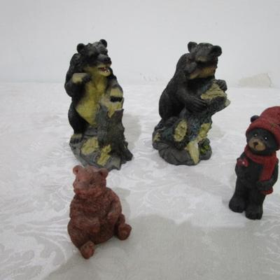 Sale Photo Thumbnail #394:  One bear is 5-1/2", one is5-1/4 tall, one is 4", one is 2-3/4"