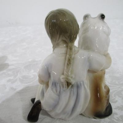 Sale Photo Thumbnail #410: Standing girl is 7-3/4", sitting girl with dog is 5-1/4" 