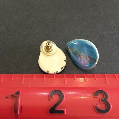Beautiful, ceramic vintage, teardrop, studded, earrings, glazed