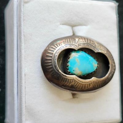 Sale Photo Thumbnail #252: Turquoise sterling shadowbox ring, size 6