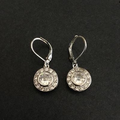 Beautiful, very nice Silver tone crystal dangle earrings