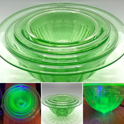 LOT 244: Four Uranium Glass Nesting Bowls