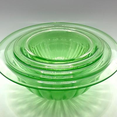 LOT 244: Four Uranium Glass Nesting Bowls