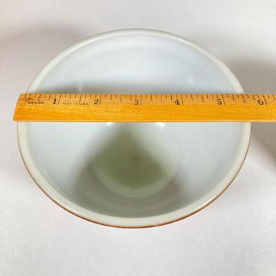 LOT 255: Collection of Five Pyrex Nesting Bowls - Early American, Homestead and Woodland Patterns