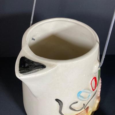 LOT 258: Vintage McCoy Tea / Coffee Pot Cookie Jar with Wire Handle