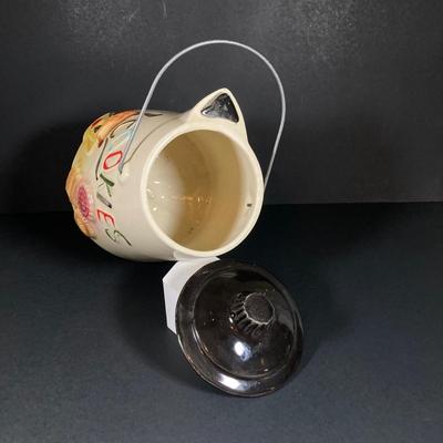 LOT 258: Vintage McCoy Tea / Coffee Pot Cookie Jar with Wire Handle