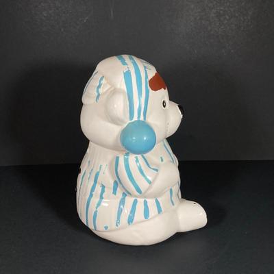 LOT 260: Vintage Teddy Bear in Striped Pajamas Cookie Jar