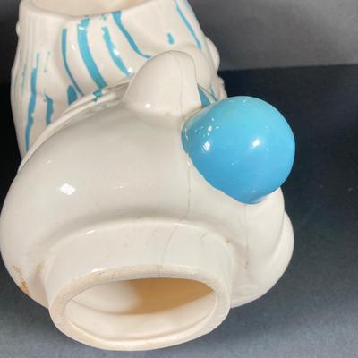 LOT 260: Vintage Teddy Bear in Striped Pajamas Cookie Jar