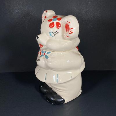 LOT 262: Vintage McCoy Pottery Turnabout Bear Cookie Jar (Double Sided)