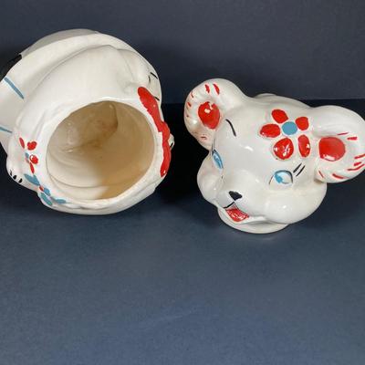 LOT 262: Vintage McCoy Pottery Turnabout Bear Cookie Jar (Double Sided)