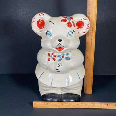 LOT 262: Vintage McCoy Pottery Turnabout Bear Cookie Jar (Double Sided)