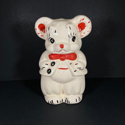 LOT 262: Vintage McCoy Pottery Turnabout Bear Cookie Jar (Double Sided)
